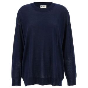 PAROSH Women's Crew Neck Knit Sweater Women BLUE Sweaters & Knitwear